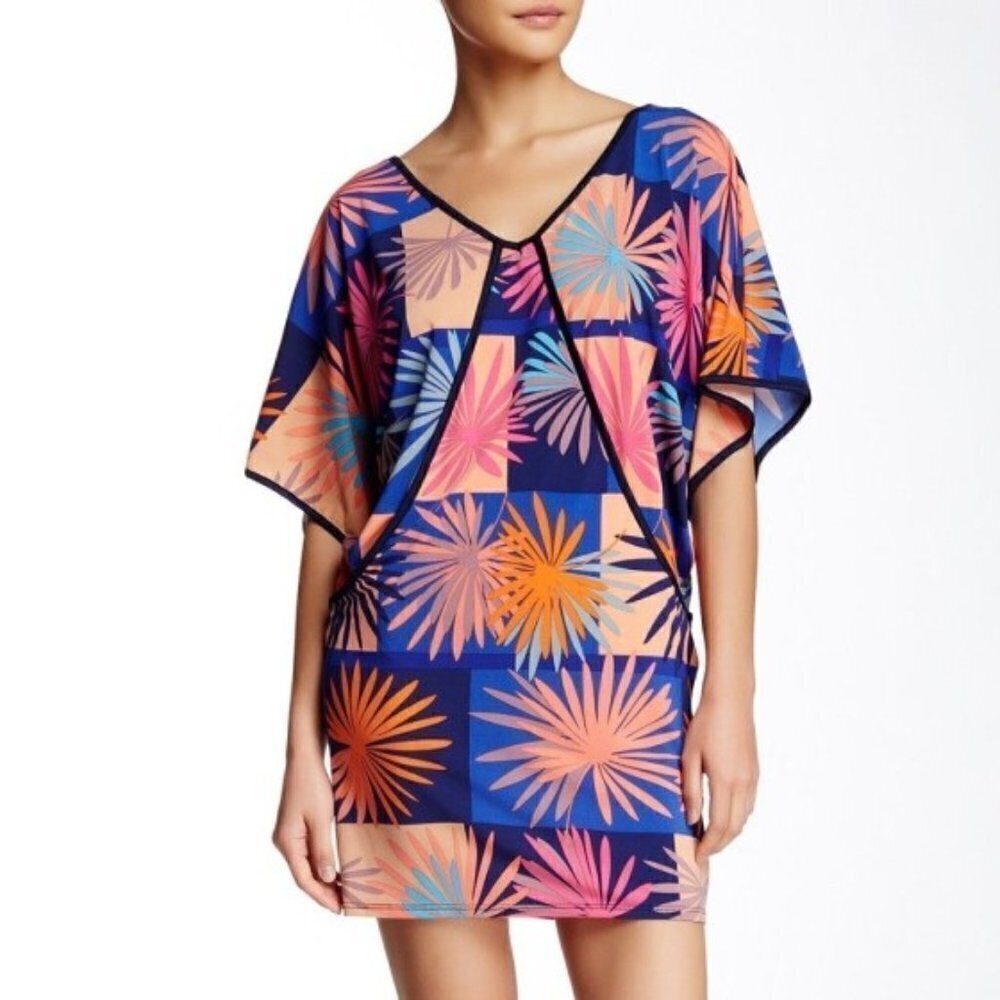 Trina Turk Edith Kimono-Sleeve Printed Dress, Multicolor
